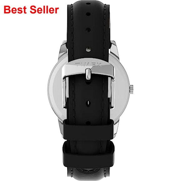 Easy Reader Watch with Leather Strap and Indiglo Backlight Timex Easy Reader INDIGLO (25mm) White Dial / Black Leather  main image 2